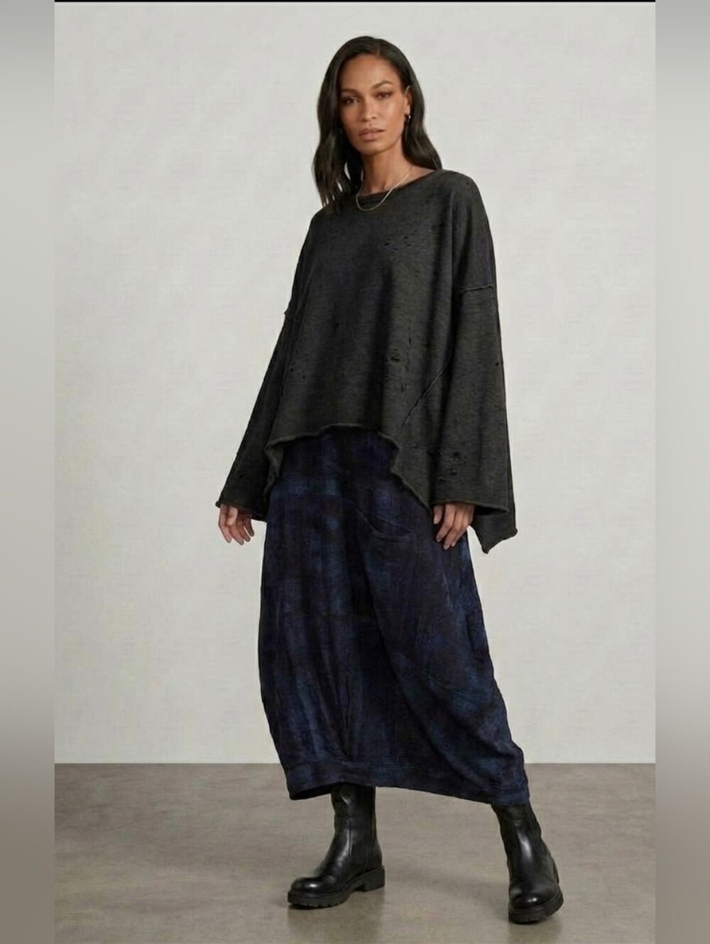LUUKAA | Avant-Garde Linen-Cotton Blend Balloon Midi Skirt - Picture 2 of 8